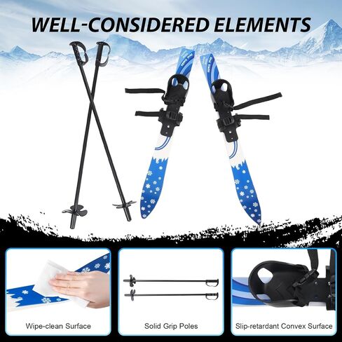 Kids Skis and Poles with Bindings, Low-Resistant Ski Boards Kids Beginner Snow Skis with Bidirectional Fixator for 2-8 Years Old Children,Load-Bearing Capacity 110.23lbs in Kuwait