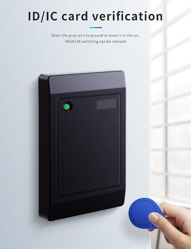 Waterproof NFC Access Control Card Reader 125Khz 13.56Mhz Wiegand 26/34 Swipe Card Reader for Access Control System (13.56Mhz Black) in Kuwait