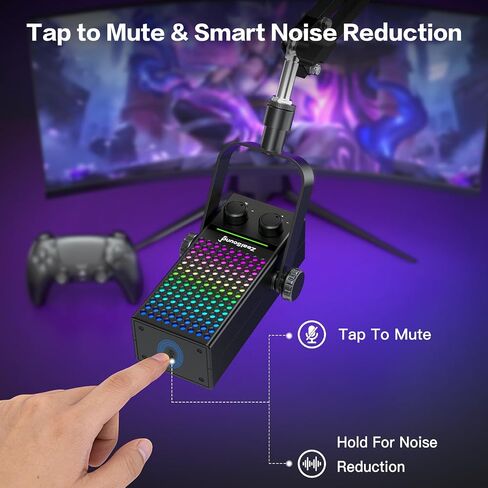 ZealSound Gaming Microphone for Xbox with Boom Arm, USB Microphone for PC Mac iPhone & Android, Noise Reduction, One-Tap Mute, Gain Control, Zero-Latency Monitoring for Gaming, Streaming, Podcasting in Kuwait