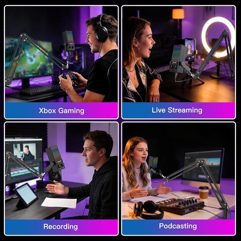 ZealSound Gaming Microphone for Xbox with Boom Arm, USB Microphone for PC Mac iPhone & Android, Noise Reduction, One-Tap Mute, Gain Control, Zero-Latency Monitoring for Gaming, Streaming, Podcasting in Kuwait