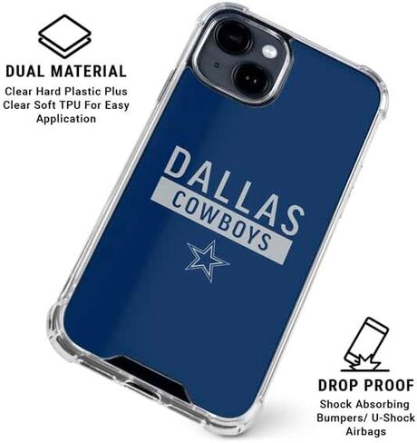 حافظة هاتف Skinit الشفافة متوافقة مع iPhone 15 Plus - تصميم سلسلة الأداء الأزرق NFL المرخص رسميًا من NFL Dallas Cowboys in Kuwait