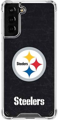 Skinit Clear Phone Case Compatible with Galaxy S21 Plus 5G - Officially Licensed NFL Pittsburgh Steelers Distressed Design in Saudi Arabia