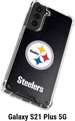 Skinit Clear Phone Case Compatible with Galaxy S21 Plus 5G - Officially Licensed NFL Pittsburgh Steelers Distressed Design in Saudi Arabia