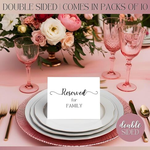 Reserved for Family Table Setting Cards – Pack of 10 Double-Sided Cards – 6"x5.8" Folded – Elegant, Versatile Design for Weddings, Receptions, Banquets, Events & Parties – Reserve Seating Table Signs in Saudi Arabia
