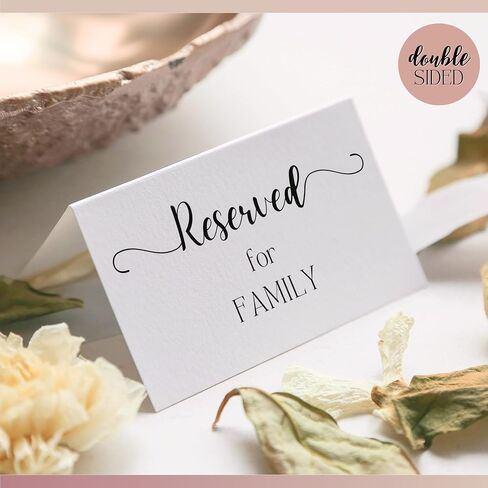 Reserved for Family Table Setting Cards – Pack of 10 Double-Sided Cards – 6"x5.8" Folded – Elegant, Versatile Design for Weddings, Receptions, Banquets, Events & Parties – Reserve Seating Table Signs in Saudi Arabia