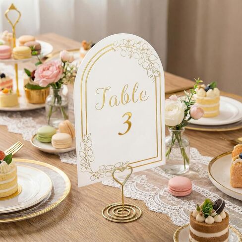 Arch Table Numbers 1-30, 5.9x3.9 Inch Gold Foil Embossed Tables Arch Card, Double-Sided Intricate Gold Leaf Accents Wedding Table Numbers Reception Centerpiece Decor for Party Event in Saudi Arabia