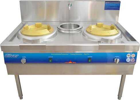 Commercial Gas Cooking Range, 12.2'' 2 Burner Cooktop, Stainless Steel Stove for Fast Food Equipment in Saudi Arabia