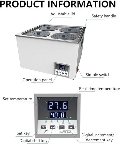 Scientific Digital Lab Water Bath, 1/2/4/6 Hole Thermostatic Stainless Steel Inner Water Bath with Digital Display, Research Center (6 Hole) in Saudi Arabia