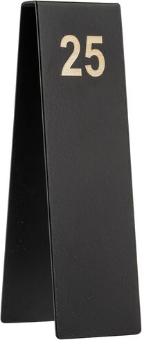 TableCraft 12796 Vertical Table Tent Number Signs, 1-25 Set, Double-Sided Stainless Steel with Black Powder Coated Finish, Laser Engraved, Ideal for Restaurants, Banquets, Cafes in Saudi Arabia