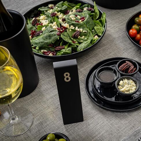 TableCraft 12796 Vertical Table Tent Number Signs, 1-25 Set, Double-Sided Stainless Steel with Black Powder Coated Finish, Laser Engraved, Ideal for Restaurants, Banquets, Cafes in Saudi Arabia