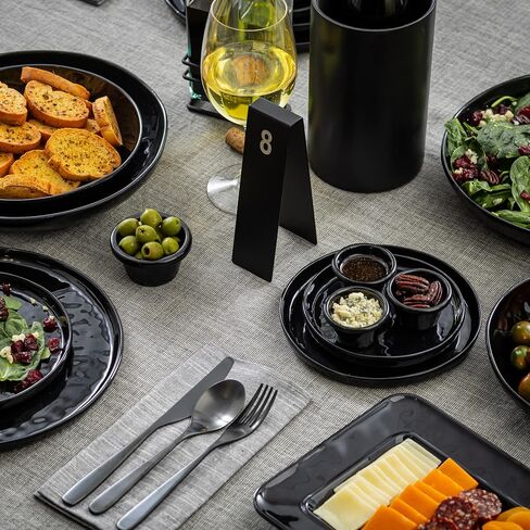 TableCraft 12796 Vertical Table Tent Number Signs, 1-25 Set, Double-Sided Stainless Steel with Black Powder Coated Finish, Laser Engraved, Ideal for Restaurants, Banquets, Cafes in Saudi Arabia