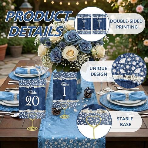 Denim and Diamonds Wedding Table Numbers 1-20 with 20PCS Gold Table Card Holders Denim and Diamonds Bachelorette Decorations Crystal Diamond Tables Number Card for Wedding Bridal Shower Reception in Saudi Arabia
