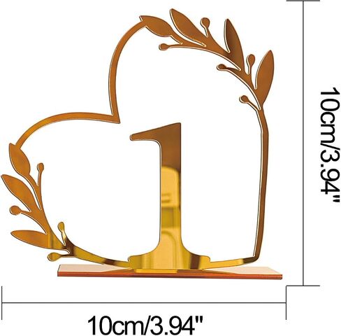 Heart Shaped Acrylic Wedding Table Numbers 1-20 | Gold decor table signs for wedding party birthday banquet centerpiece decoration in Saudi Arabia