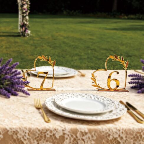 Heart Shaped Acrylic Wedding Table Numbers 1-20 | Gold decor table signs for wedding party birthday banquet centerpiece decoration in Saudi Arabia