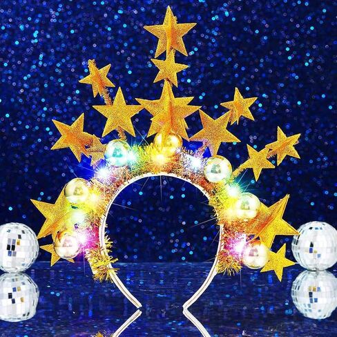 CAKURE Light Up Star Headband Led Ball Headbands Glitter Hair Band إكسسوارات الشعر للبالغين in Kuwait