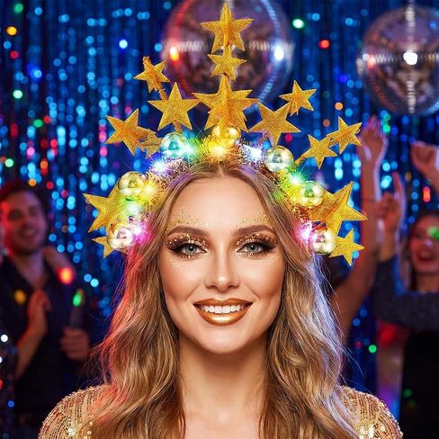 CAKURE Light Up Star Headband Led Ball Headbands Glitter Hair Band إكسسوارات الشعر للبالغين in Kuwait