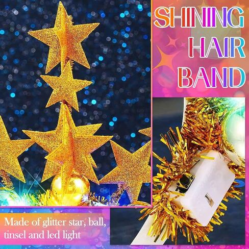 CAKURE Light Up Star Headband Led Ball Headbands Glitter Hair Band إكسسوارات الشعر للبالغين in Kuwait