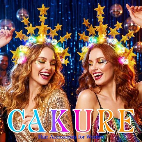 CAKURE Light Up Star Headband Led Ball Headbands Glitter Hair Band إكسسوارات الشعر للبالغين in Kuwait