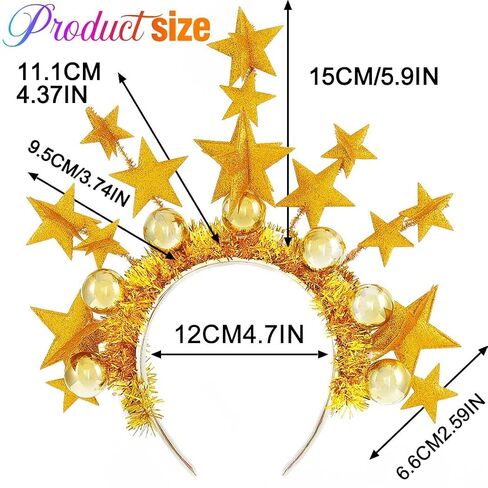 CAKURE Light Up Star Headband Led Ball Headbands Glitter Hair Band إكسسوارات الشعر للبالغين in Kuwait