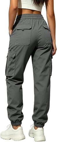 Womens Cargo Jogger Pants Elastic Waist Trousers | Cargo Pants, Drawstring Waist, Elastic Cuffs, Outdoor, Travel, Walking, Casual, Daily Wear, Deep Pockets, Side Pockets in Saudi Arabia