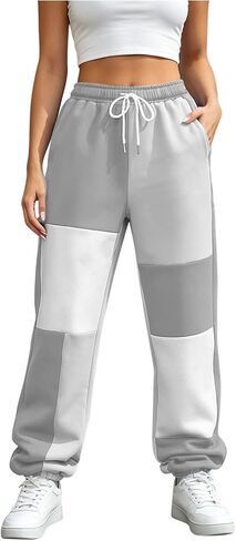 Womens Color Block Jogger Pants Loose Lounge Pants | Drawstring Waist, Elastic Cuffs, Relaxed Fit, Casual, Daily Wear, Weekend, Travel, Fall Fashion, Pull on Style in Saudi Arabia