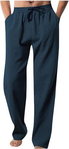 Ctreela Men's Lightweight Sweatpants Elastic Waist Drawstring Sweat Pants Wide Leg Straight Gym Lounge Pant with Pockets in Saudi Arabia