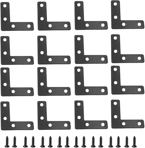 20PCS 2"x2" Black Flat L Corner Brackets, Metal Right Angle Support Braces, Iron L Shaped Mending Plates for Wood Furniture Cabinet DIY Projects in Saudi Arabia
