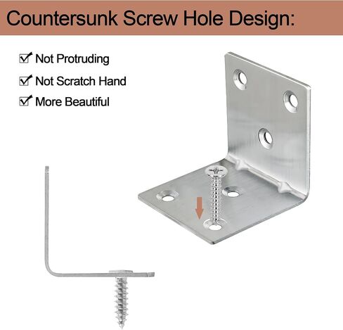 30 Pack Metal Angle Brackets, 2" x 2" Silver Heavy Duty Stainless Steel Corner Brace, L Shaped Shelf Bracket 90 Degree Corner Bracket for Wood Furniture Cabinets Shelves in Saudi Arabia