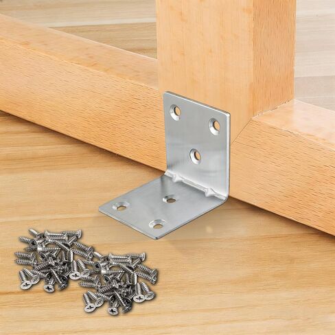 30 Pack Metal Angle Brackets, 2" x 2" Silver Heavy Duty Stainless Steel Corner Brace, L Shaped Shelf Bracket 90 Degree Corner Bracket for Wood Furniture Cabinets Shelves in Saudi Arabia