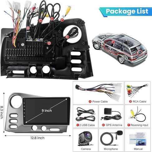 4+64GB Car Radio for Toyota Matrix 2003-2004 & Pontiac Vibe 2003-2008 with Wireless Carplay & Android Auto, 9 inch IPS Car Stereo with Voice Control Bluetooth 5.2 GPS WiFi FM DSP EQ SWC Backup Camera in Saudi Arabia