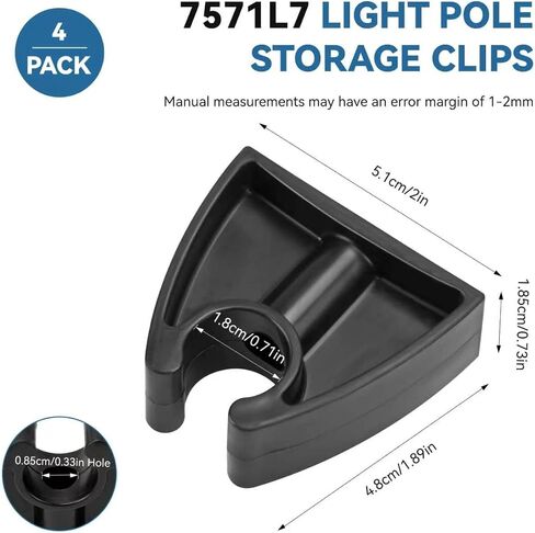 4 Pack 7571L7 Boat Pole Storage Clips, Pole Anchor Bracket Reliably Holds 3/4 Inch Light Poles, Boat Anchor Holder Clips for Stern & Navigation Light Poles in Saudi Arabia
