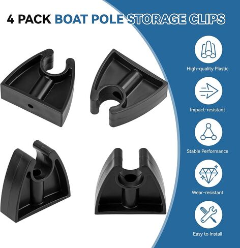 4 Pack 7571L7 Boat Pole Storage Clips, Pole Anchor Bracket Reliably Holds 3/4 Inch Light Poles, Boat Anchor Holder Clips for Stern & Navigation Light Poles in Saudi Arabia
