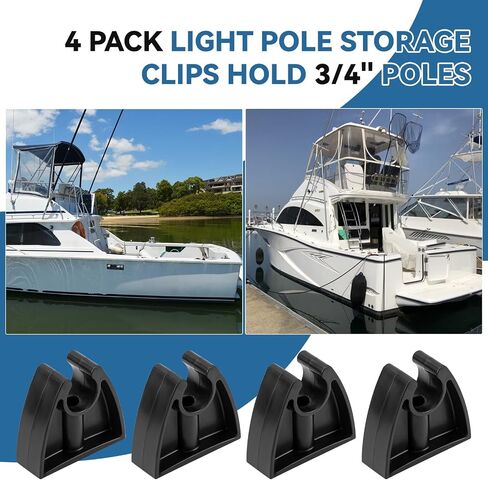 4 Pack 7571L7 Boat Pole Storage Clips, Pole Anchor Bracket Reliably Holds 3/4 Inch Light Poles, Boat Anchor Holder Clips for Stern & Navigation Light Poles in Saudi Arabia
