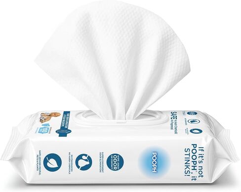 POOPH® Pure Wipes™ - عبوة مكونة من 100 قطعة - إزالة لطيفة وسريعة للروائح - بدون عطور أو مواد كيميائية قاسية - تنظف الكفوف والمؤخرة والأذنين والوجه والفراء - مثالية للسيارات والأقفاص وجميع الأسطح in Kuwait