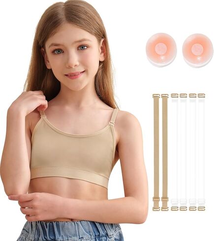 Adjustable Dance Bra for Girls Ballet Gymnastics Sports,Lining with Silicone Pads in Saudi Arabia