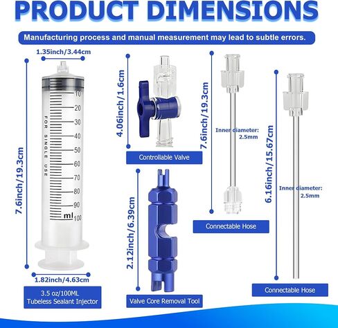 3.5 oz/100ML Tubeless Sealant Injector,Bike Tubeless Tire Sealant Injector for Stans No Tubes Sealant with Valve Core Removal Tool in Saudi Arabia
