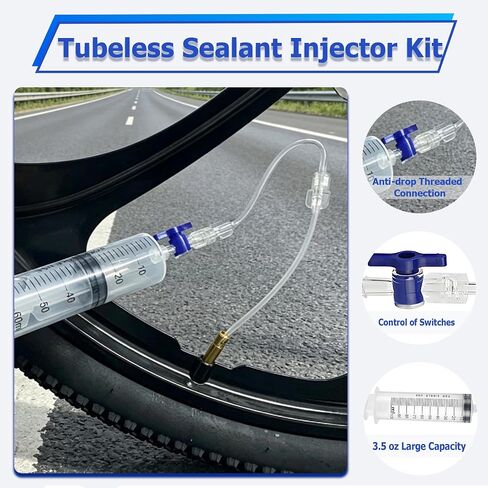 3.5 oz/100ML Tubeless Sealant Injector,Bike Tubeless Tire Sealant Injector for Stans No Tubes Sealant with Valve Core Removal Tool in Saudi Arabia