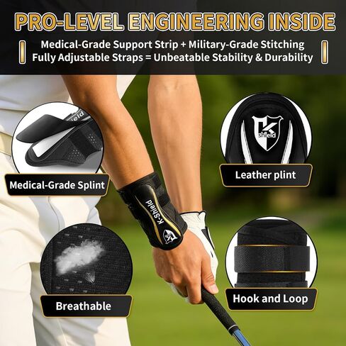 K-Shield Golf Wrist Brace, Wrist Training Aid& Golf Swing Trainer – Sun-Activated Color Change, Breathable Mesh, Adjustable Wrist Trainer & Swing Training Aid with Medical Splint for Left/Right Handed in Kuwait