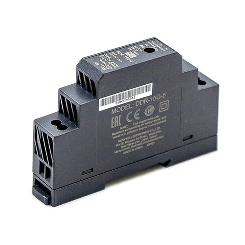 محول DDR-15G-5 15W DIN Rail DC-DC، 9-36VDC إلى 5V، 3A، فائق النحافة، موثوق به للتحكم الصناعي، والأتمتة، والاتصالات، ومعتمد من CE in Kuwait