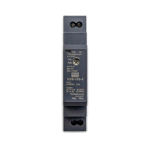 محول DDR-15G-5 15W DIN Rail DC-DC، 9-36VDC إلى 5V، 3A، فائق النحافة، موثوق به للتحكم الصناعي، والأتمتة، والاتصالات، ومعتمد من CE in Kuwait