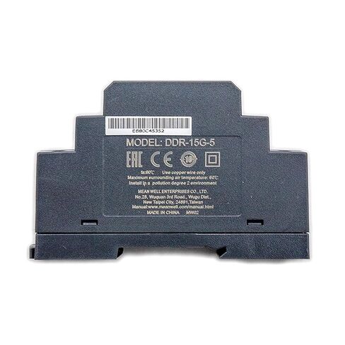 محول DDR-15G-5 15W DIN Rail DC-DC، 9-36VDC إلى 5V، 3A، فائق النحافة، موثوق به للتحكم الصناعي، والأتمتة، والاتصالات، ومعتمد من CE in Kuwait