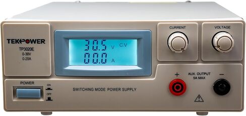 TekPower TP3020E مزود طاقة قابل للتعديل بتيار مستمر 30 فولت 20 أمبير، مزود طاقة مع شاشة LCD، تموج منخفض، وإخراج مزدوج (رئيسي + AUX) in Kuwait