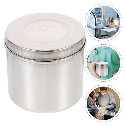 Mipcase 12cm 304 Stainless Steel Ointment Jar with Lid, Iodine-Resistant Unguent Storage Container, Gauze and Cotton Ball Holder for Professional Use in Kuwait