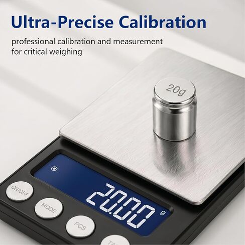 Precision Digital Coin & Jewelry Scale, 300g x 0.01g Accuracy Gram Scale with One 20g Calibration Weights – Portable Mini Scale for Coin Collectors, Gold, Silver, and Gemstones in Kuwait