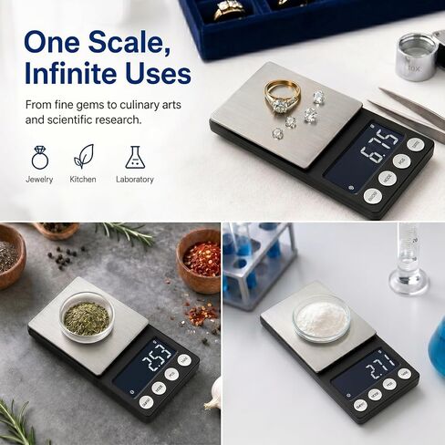 Precision Digital Coin & Jewelry Scale, 300g x 0.01g Accuracy Gram Scale with One 20g Calibration Weights – Portable Mini Scale for Coin Collectors, Gold, Silver, and Gemstones in Kuwait