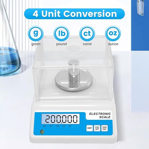 Lab Analytical Balance Scale 500g x 0.001g, 001 Gram Scale High Precision Digital Scale with Windshield, Jewelry Scale for Gold Powder Laboratory Kitchen School, 4 Units with LCD Display, in Kuwait