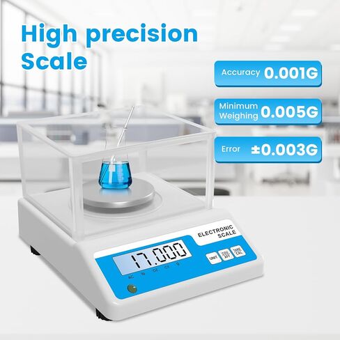 Lab Analytical Balance Scale 500g x 0.001g, 001 Gram Scale High Precision Digital Scale with Windshield, Jewelry Scale for Gold Powder Laboratory Kitchen School, 4 Units with LCD Display, in Kuwait