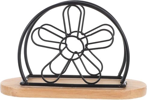 Veemoon 4pcs Stainless Steel Flower Napkin Holder Tissue Dispenser for Dining Table Kitchen Countertop and Outdoor Picnic, Black Freestanding Paper Towel Stand for Party and Restaurant Use in Kuwait