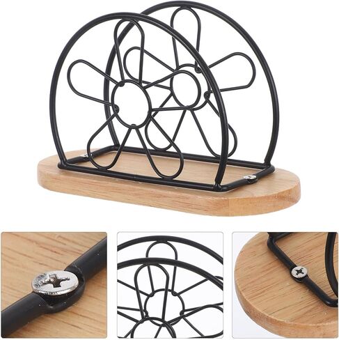 Veemoon 4pcs Stainless Steel Flower Napkin Holder Tissue Dispenser for Dining Table Kitchen Countertop and Outdoor Picnic, Black Freestanding Paper Towel Stand for Party and Restaurant Use in Kuwait