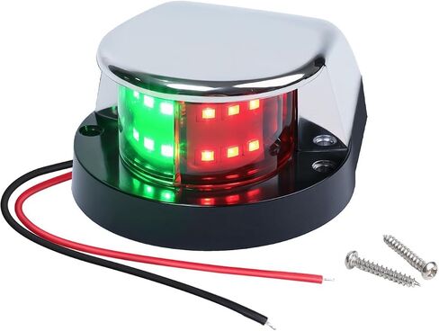 TMH 3 "أضواء ملاحة القارب أحمر أخضر 12 LED، أضواء علامة جانبية للإشارة الجانبية لمنفذ القوس البحري، مقاومة للماء IP67 12V DC لقارب صيد عائم Skiff (أحمر وأخضر، غطاء كروم) in Kuwait
